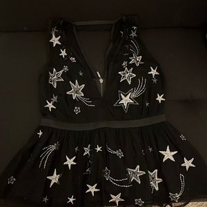 Express Sparkle peplum black top